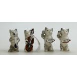 Beswick cats playing musical instruments from the cats quartet: comprising 1026 Conductor x 2,