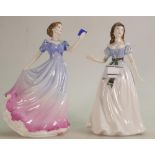 Royal Doulton Lady Figures Spirit Of Scotland HN4469 & Sweet Poetry HN4113(2):