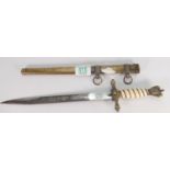 Good quality reproduction German Navel officers dagger: in scabbard, length 41cm.