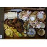 A mixed collection of items to include Wedgwood jasper ware trinklet box: pin dishes, Beswick