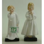 Royal Doulton Child figures: Darling HN1985 & Bedtime HN1978(2)