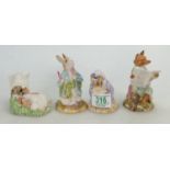 Royal Albert Beatrix Potter figures: Lady mouse made a curtsy, Foxy reading, Peter ate a radish,