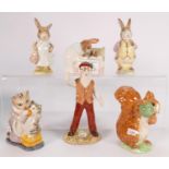 A collection of Beswick & Royal Albert Beatrix Potter figures to include: Bp3b Squirrel Nutkin, &