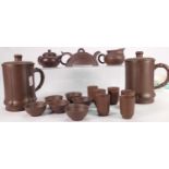 A collection of Chinese Terracotta pottery Tea ware: Including miniature teapots, tea cups etc. (17)