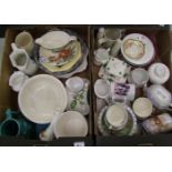 A mixed collection of items: including a Sylvac planter, Spode cup and saucers, jugs, decorative