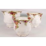 Royal Albery Old Country Roses set of graduated planters: largest diameter 20cm. (3)