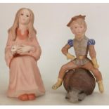 Goebel Laszlo Ispanky Figures Girl With Cat and Boy Riding Snail: Height of tallest 18cm.(2)