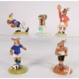 Royal Doulton Bunnykins part set of Olympic games figures: comprising Swimmer DB206, Soccer DB209