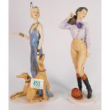 Royal Doulton Classique Figures: Victoria CL4016 & Taking the Rains CL4013, no bases(2)