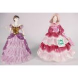 Coalport Lady figures: At The Stroke of Midnight a New Millennium & Daphne(2)