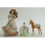 Royal Doulton figure Sara HN3219: Coalport matt figurine Montpellier Walk (boxed) and a Beswick