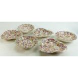 James Kent Chintz Du Barry Fenton Pottery items to include: Three large ruffled bowls and three