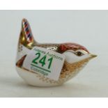 Royal Crown Derby wren paperweight: Royal Crown Derby wren paperweight. Gold stopper, boxed