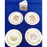 Royal Doulton Brambly Hedge items: including moneybank and set of four seasons plates. (5)