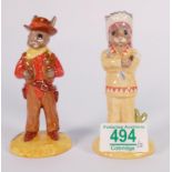 Royal Doulton limited edition Bunnykins figures: Cowboy DB201 and Indian DB202