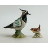 Beswick Lapwing 2416( tiny chip to tail feathers ): together with small Wren(2)