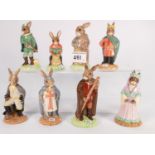 A collection of Royal Doulton Bunnykins figures: including Maid Marion, Robin Hood, Little John,