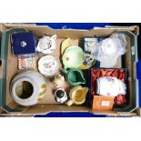 A mixed collection of ceramics to include : royal Crown Derby posies boxed ginger jar, Coalport