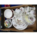 A mixed collection of items to include: Old Tupton Lidded box, Coalport, Wedgwood decorative vases