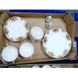 A collection of Royal Albert Old Country Rose items to include: dinner plates, handled cups, side