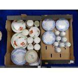 A mixed collection of items to include: Aynsley Blue and White floral part tea set, unmarked poppy