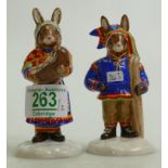 Royal Doulton Bunnykins figures: Winter Lapland DB297 and Summer Lapland DB298, both boxed(2)