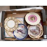 A collection of decorative wall plates to include: Cauldon gilded plate, Wedgwood VE day plate,
