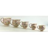 James Kent Chintz Du Barry Fenton Pottery items to include: Five graduated water jugs, height of