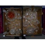 A collection of glass and crystal to include: two decanters, brandy glasses, bowls, large goblet,