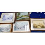 A collection of Local Interest Framed prints including D Hughes limited edition items(5)
