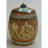 Doulton Lambeth Stoneware lidded pot: height 14cm
