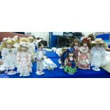 A large collection of Porcelain Display dolls:
