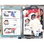 Leonardo porcelain boxed dolls: Womble back pack and two similar dolls (2 trays)