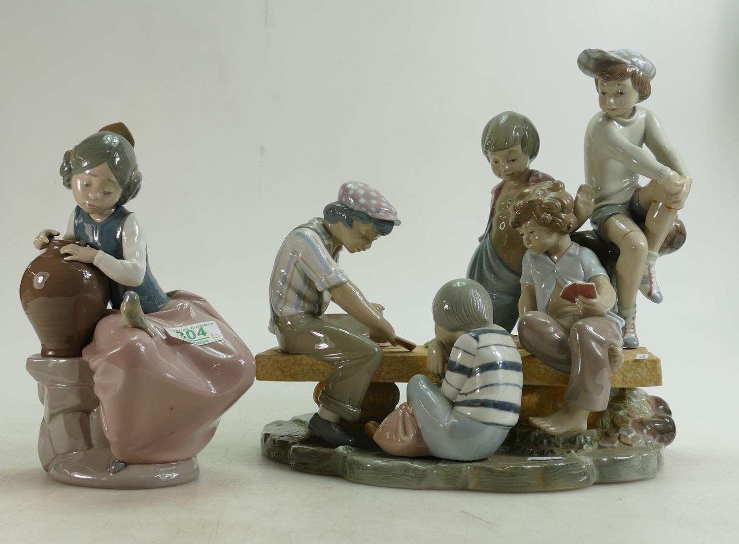 Pporcelain figurines from Zaphir in Spain: to include a group of children playing cards ( cracked