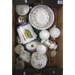 A mixed collection of ceramics: to include Minton Adam pattern soup bowls, a Rington's tea caddy,
