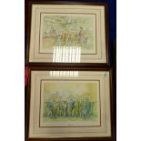 Two Framed Marget Clarkson Prints: one limited edition, both signed titled Spending Money and Pies