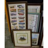 A group of framed prints: including a David Shepherd East Somerset Railway print, Loury print, cars,