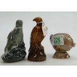 Beswick Whiskey Decanters: Eagle 2104, Seal 2693 and Haggis Bird 2350 (full) (3)