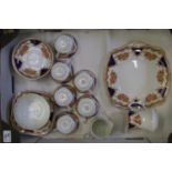 Roslyn China teaware to include: cups, saucers, milk, sugar, side plates etc (1 tray)