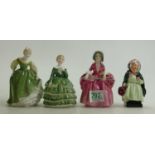 Royal Doulton figurines to include: Bo Peep HN1811, Fair Maiden HN2211 (2nds), Belle HN2340 and