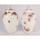 Royal Albert large vase & Covers: decorated in Old Country Roses and Lavender Rose, height 23cm. (2)