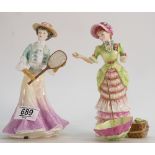 Royal Doulton Lady Figures From The Sporting Heritage series to include: Wimbeldon HN3366 & Henley