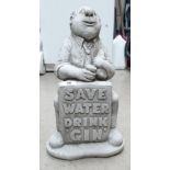 Garden Ornament in the form of novelty sign saying 'save water drink gin',