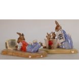 Royal Doulton Bunnykins figures Bathnight Db241 & On Line Bunnykins DB238(2)