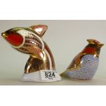 Royal Crown Derby Seconds Paperweights: Guppy & Crested Tit(2)