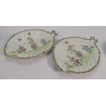 Chinese late 18th / early 19th century porcelain dishes: A pair with some losses to left edges and