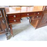 Five Drawer Knee Hole Edwardian Desk: 75cm height x 99cm width x 50cm depth