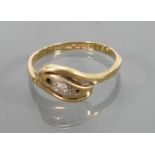 18ct gold & platinum diamond ring :size J, 2.3 grams.