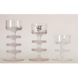 Unmarked Wedgwood Clear Sheringham candlesticks: in Three,