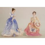 Royal Doulton Lady Figure Lorraine HN3118 & Coalport Lady in Lace (2)